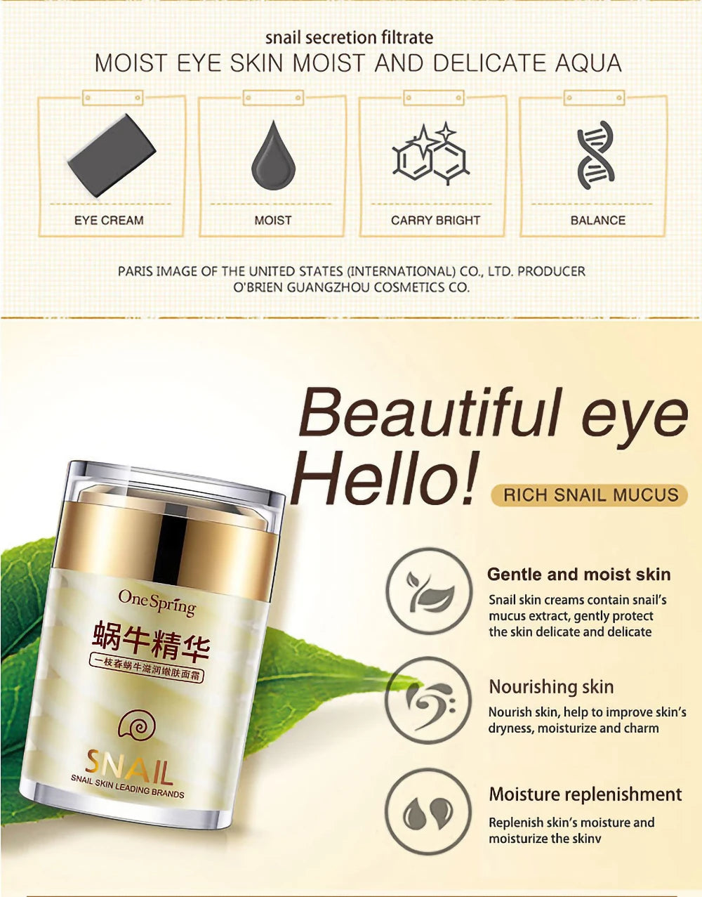Skincare Snail Cream, Eye Serum