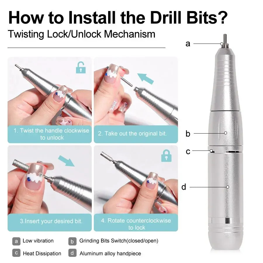 Pro 45000RPM Portable Nail Drill Machine