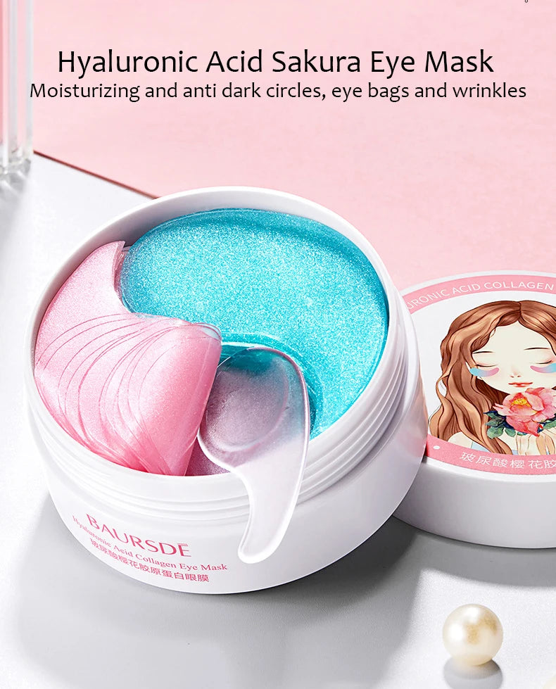 60pcs Gold Crystal Collagen Eye Mask Beauty Moisturizing Firming Anti Dark Circles Eyes Bags Removal Eyes Care Eye Patches