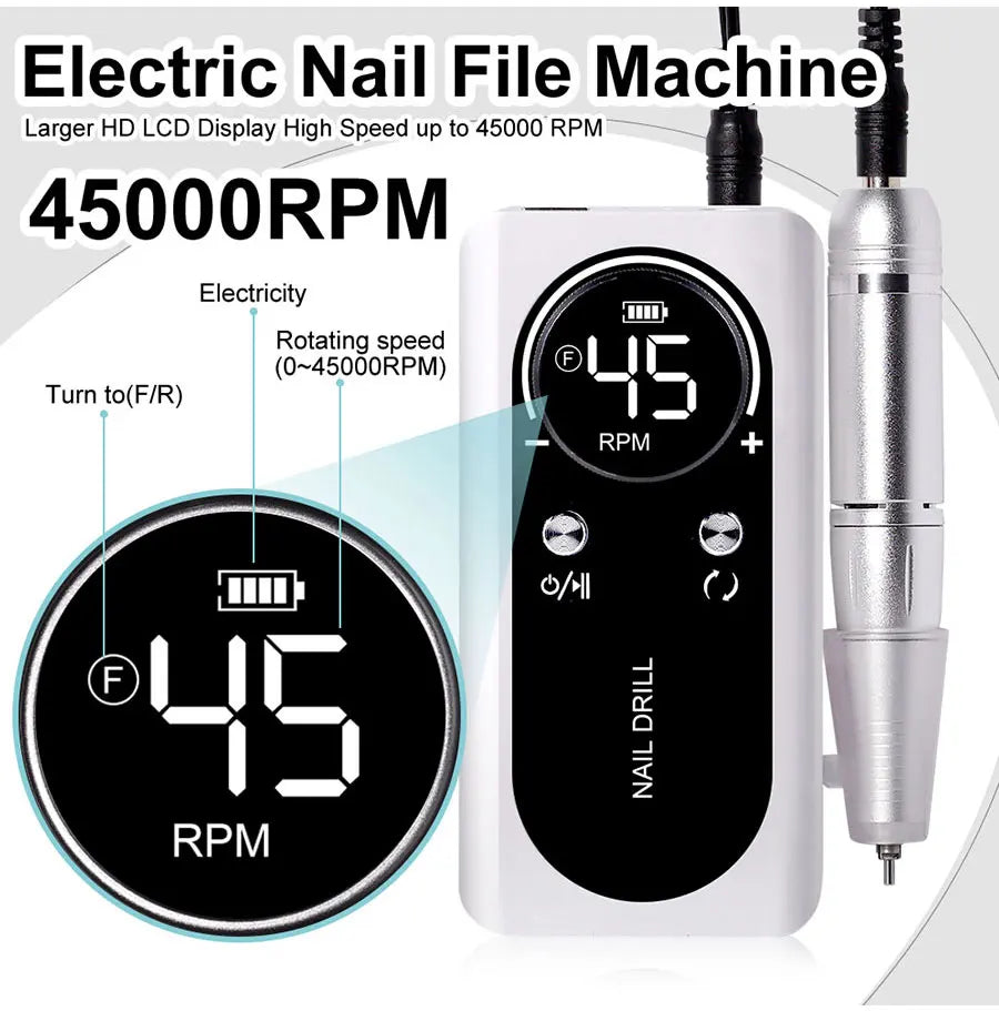 Pro 45000RPM Portable Nail Drill Machine