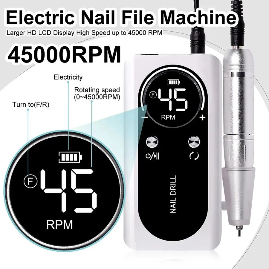 Pro 45000RPM Portable Nail Drill Machine
