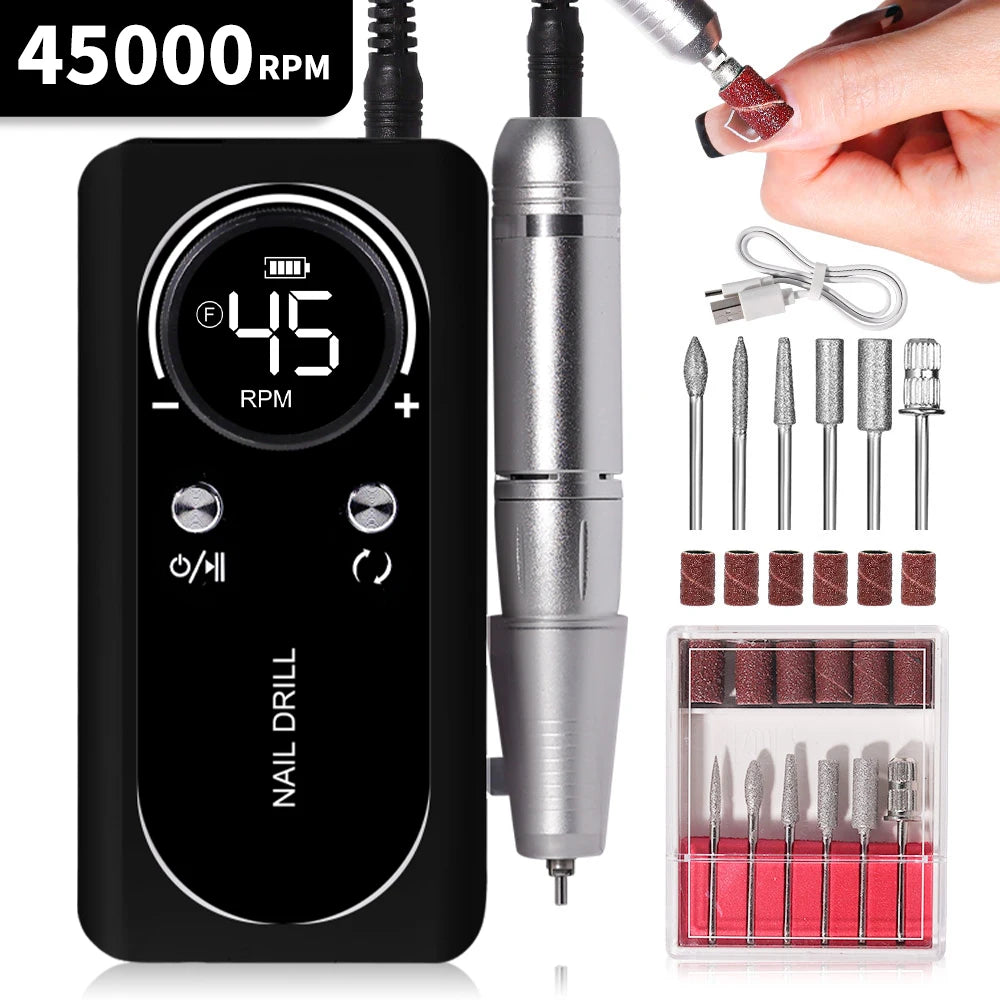 Pro 45000RPM Portable Nail Drill Machine
