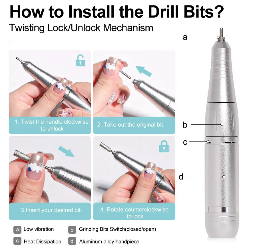 Pro 45000RPM Portable Nail Drill Machine