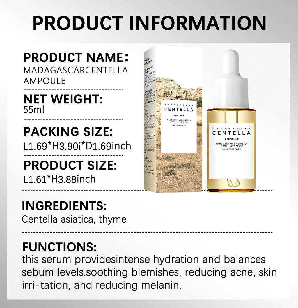 Centella Asiatica Soothing Serum 55ml - Madagascar Formula Calms Sensitive Skin, Supports Acne Care & Deeply Moisturizes.