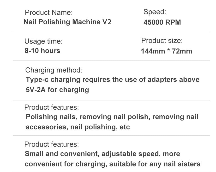 Pro 45000RPM Portable Nail Drill Machine
